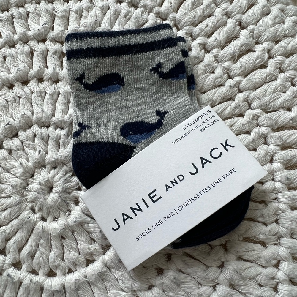 Janie and Jack Casual Gray and Black Socks